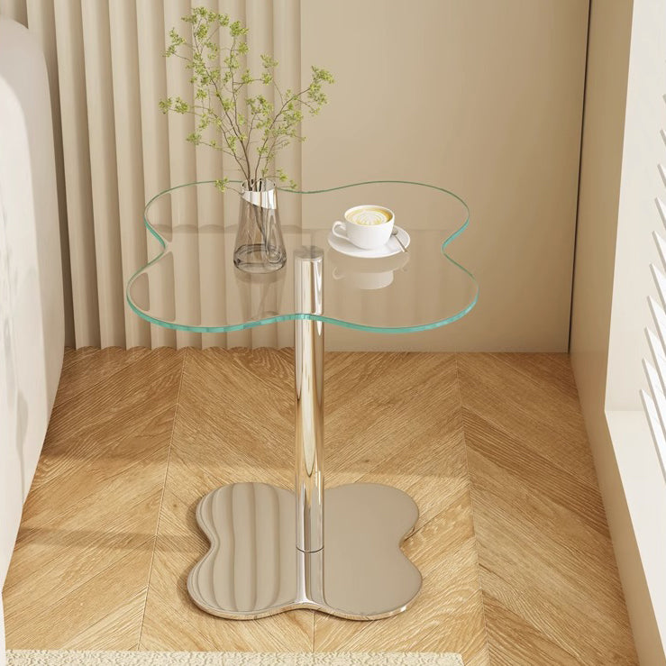 Modern Minimalist Cylinder Petal MDF Glass Stainless Steel Coffee Table For Living Room