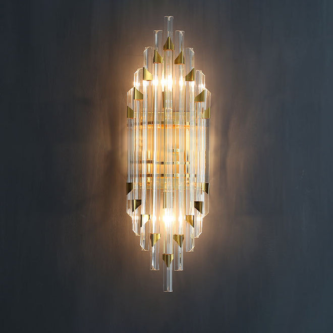 Aplique de pared contemporáneo de lujo con rayas y cristales de 2/4 luces para sala de estar 