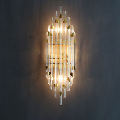Zeitgenössische Luxus Streifen Hardware Kristall 2/4 Licht Wandleuchte Lampe für Wohnzimmer 