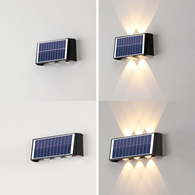 مصباح حائطي LED مستطيل مقاوم للماء من ABS PMMA بتصميم عصري بسيط للطاقة الشمسية للفناء الخارجي 