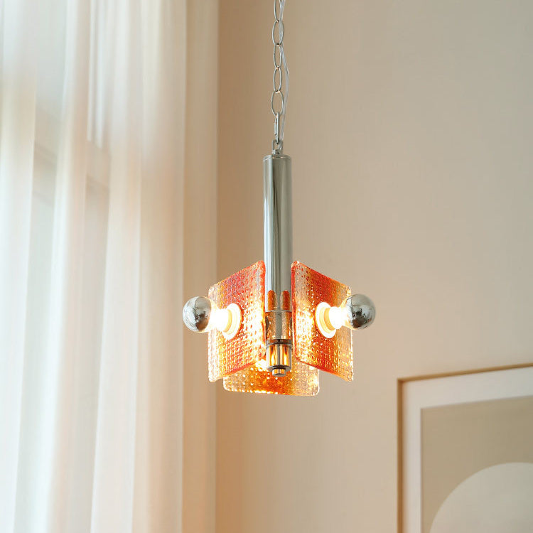 Moderne Mid-Century Dreieck Quadrat Hardware Glas 3-Licht Pendelleuchte für Wohnzimmer 