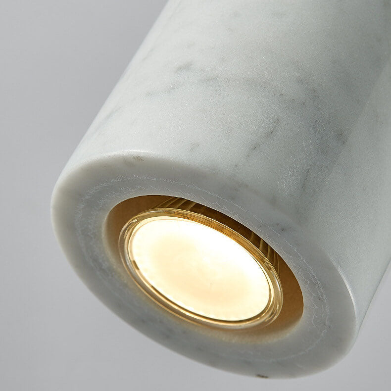 Nordic Light Luxury Brass Marble Cylinder 1-Light Pendant Light