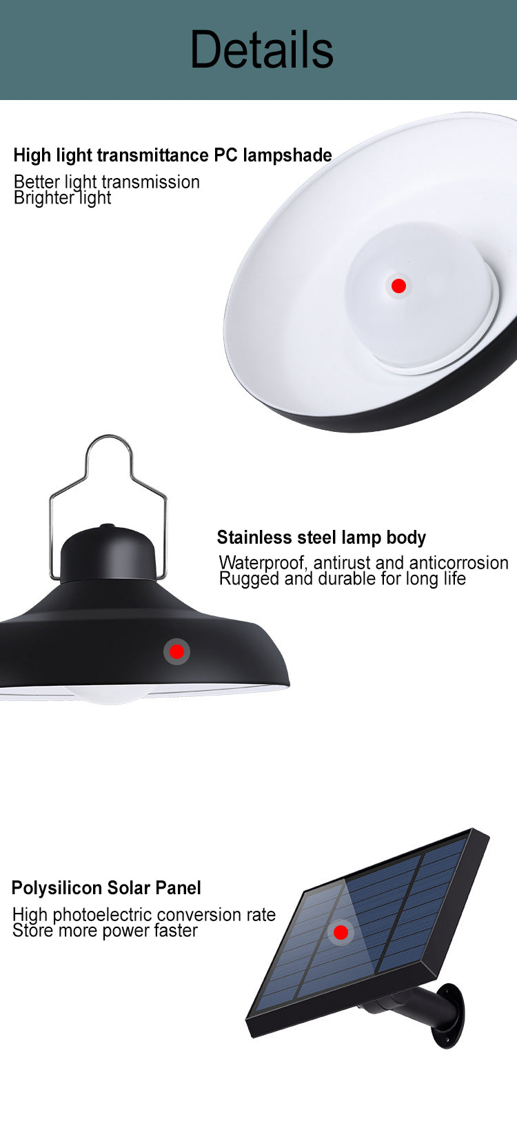 Luz LED para exteriores redonda de ABS PC impermeable solar de simplicidad moderna para jardín 
