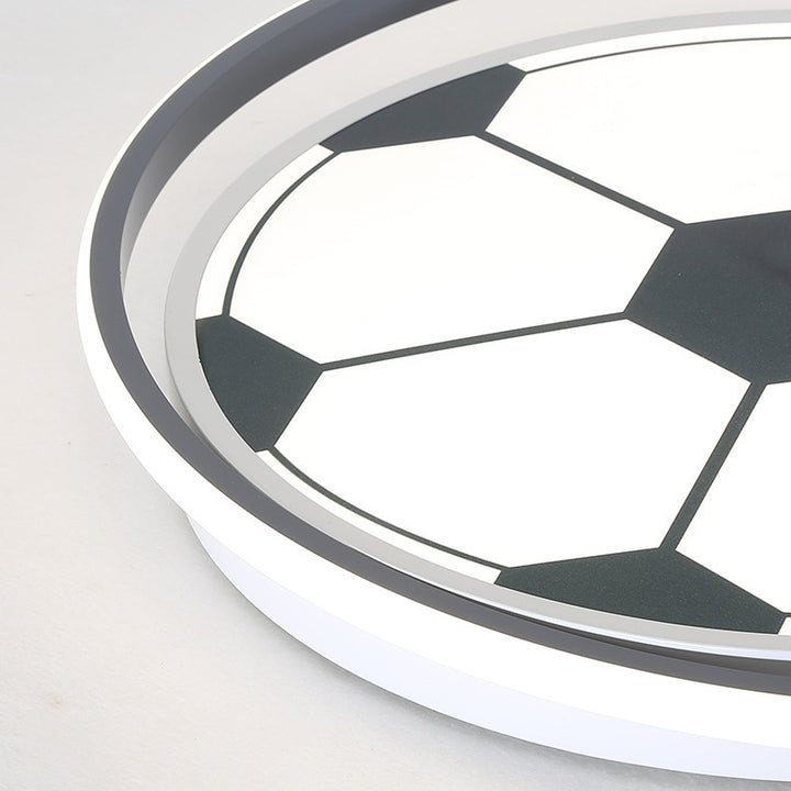 Plafón de techo infantil LED de hierro y PVC con diseño creativo contemporáneo de fútbol de dibujos animados para dormitorio 