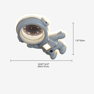 Luz de techo empotrada astronauta de resina acrílica metálica creativa contemporánea para dormitorio 