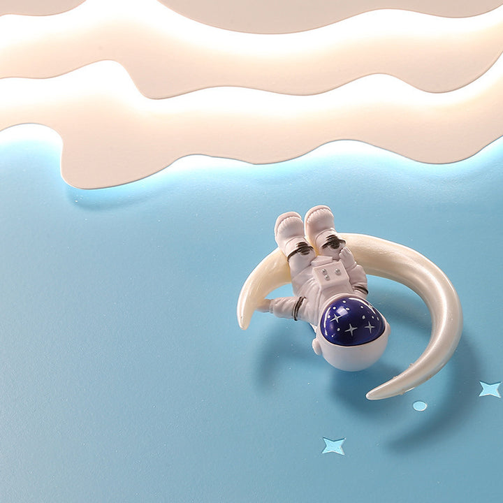 Lustre Plafonnier LED Rond Nuage Astronaute en Fer Créatif Contemporain pour Chambre d&