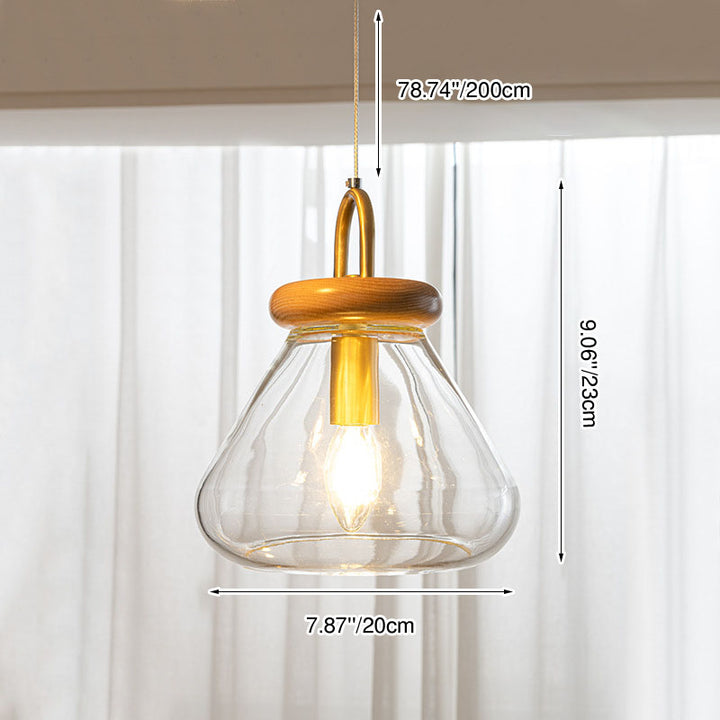 Moderne nordische runde Inselleuchte aus Glas und Holz mit 1/3-flammigem Kronleuchter-Design für das Wohnzimmer 