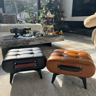 Tabouret de pied portable moderne en similicuir capitonné de luxe pour salon 