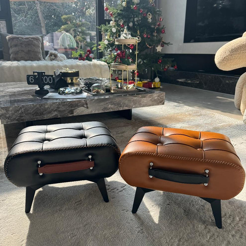 Tabouret de pied portable moderne en similicuir capitonné de luxe pour salon 