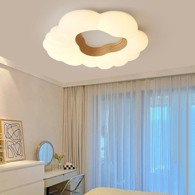 Lumière de plafond LED moderne minimaliste nuages crème bois cendre copeaux de plastique pour chambre à coucher 