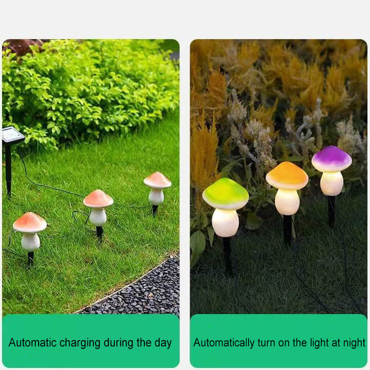 Zeitgenössische kreative Solar-Außenharz-Pilz-LED-Garten-Bodeneinsteck-Dekorations-Landschaftsleuchte 