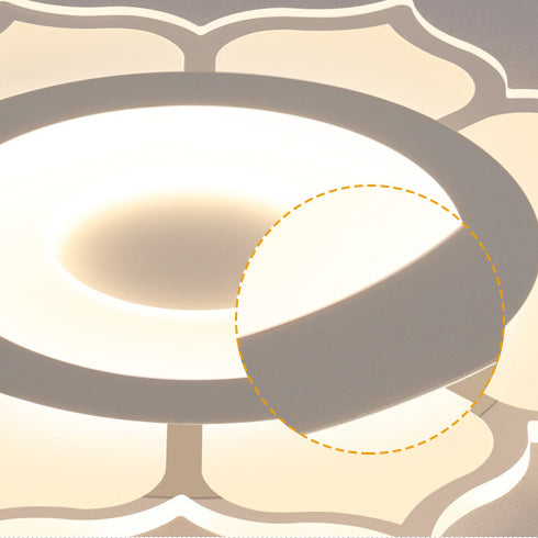 Plafonnier LED rond en fer et acrylique minimaliste moderne en forme de lotus pour chambre 