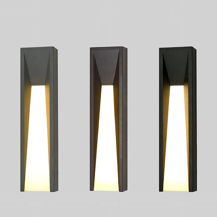 Lámpara de Aplique de Pared LED de Cuboide de Acero Inoxidable Impermeable Industrial Contemporáneo con Pantalla de Acrílico para Patio Exterior 
