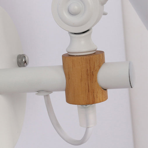 Lámpara de Aplique de Pared de 1 Luz con Pantalla de Hierro de Macaron Escandinavo Contemporáneo de Madera para Dormitorio 