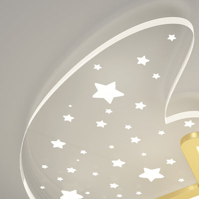 Luz de techo empotrada LED de aluminio acrílico estrella luna creativa contemporánea para dormitorio 
