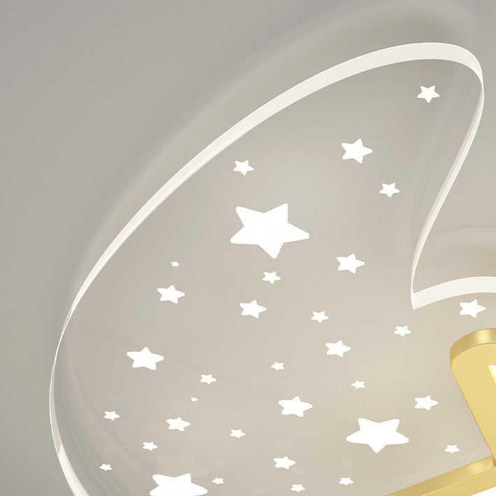 Luz de techo empotrada LED de aluminio acrílico estrella luna creativa contemporánea para dormitorio 