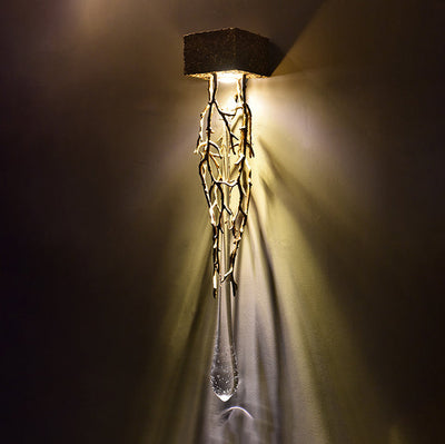 Moderne Luxus-Quadrat-Träne Kupfer Kristall 1-Licht Wandleuchte Lampe für Schlafzimmer 