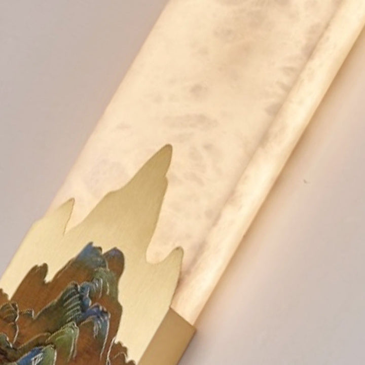 Applique murale LED rectangulaire en marbre chinois traditionnel tout-cuivre pour chambre à coucher 