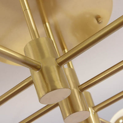 Luz de techo semiempotrada de lujo nórdico de vidrio mágico con línea de latón de 6/8 luces 