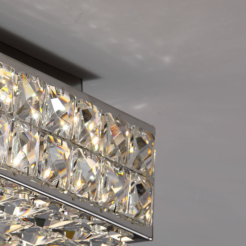 Moderne Luxus Edelstahl Kristall Quadrat Rechteckigen Würfel LED Unterputz Deckenleuchte Für Wohnzimmer 