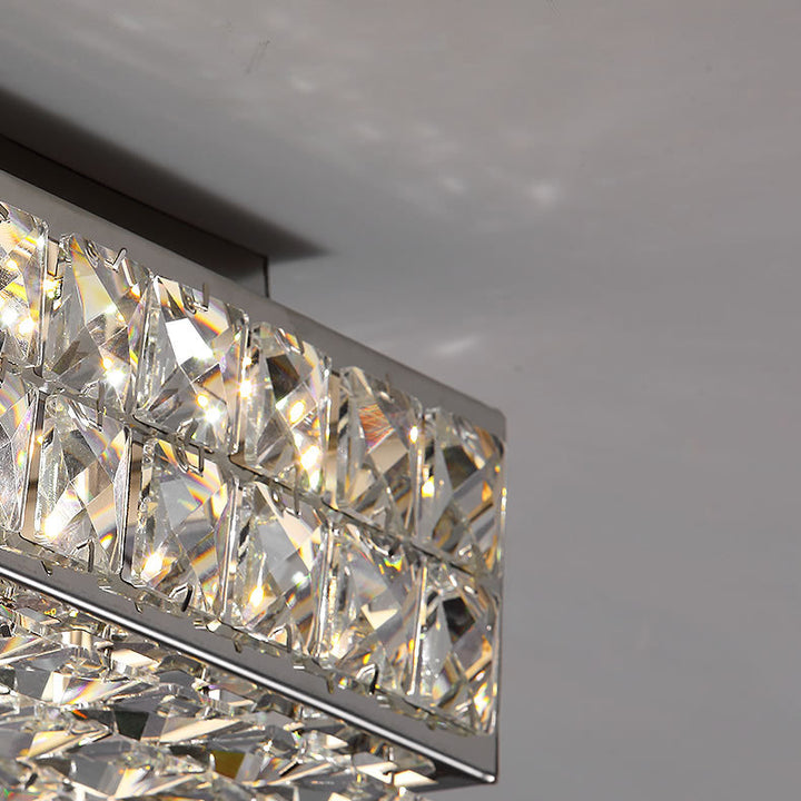 Moderne Luxus Edelstahl Kristall Quadrat Rechteckigen Würfel LED Unterputz Deckenleuchte Für Wohnzimmer 