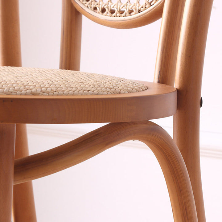 Traditional Vintage Round Faux Rattan Beech Wood Weaving Dining Chair Backrest For Dining Room
