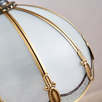 European Luxury Stained Glass Swan Base Copper 2-Light Table Lamp