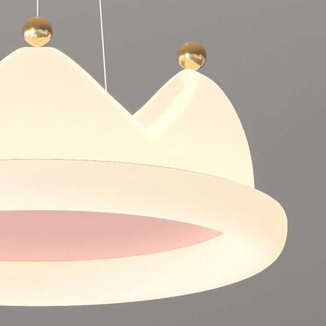 Zeitgenössische kreative Kinder Krone Eisen PE LED Pendelleuchte für das Schlafzimmer 