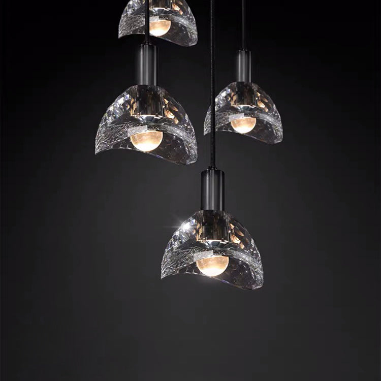 Lustre contemporain de luxe éblouissant en cristal et laiton à 1 lumière pour salon 