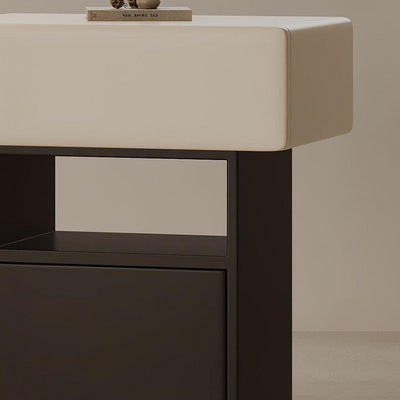 Chevet moderne minimaliste carré en pin à faible teneur en carbone avec 1 tiroir pour chambre à coucher 