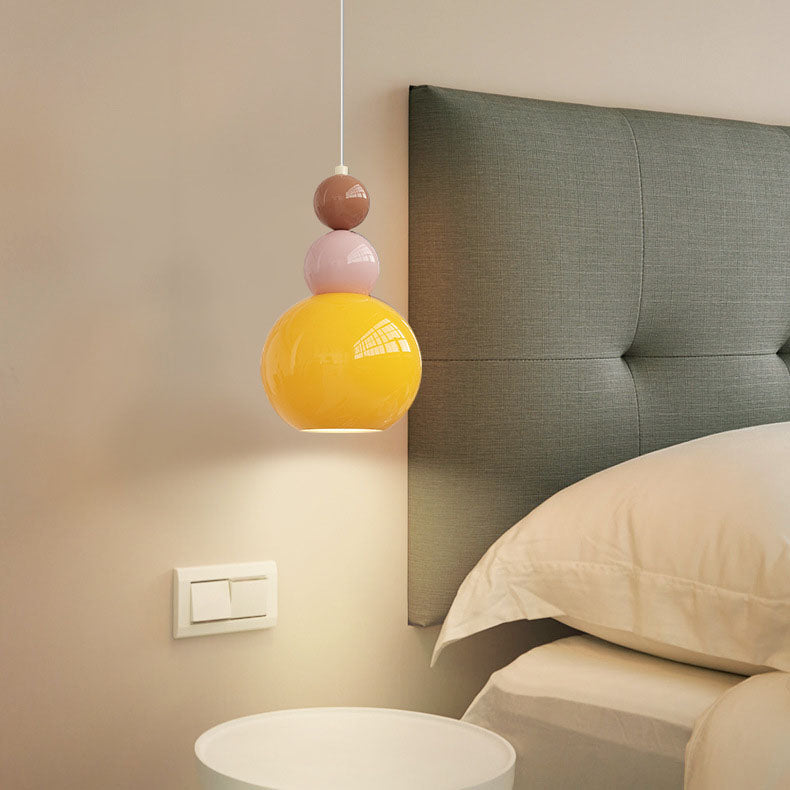 Moderne minimalistische runde Kürbisblatt-Hardware-Glas-1-Licht-Pendelleuchte für das Schlafzimmer 