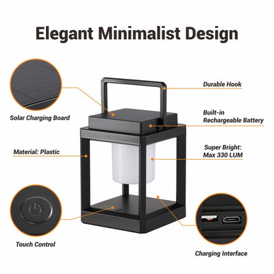 Lumière extérieure portable LED solaire carrée en PC ABS étanche minimaliste moderne pour jardin 