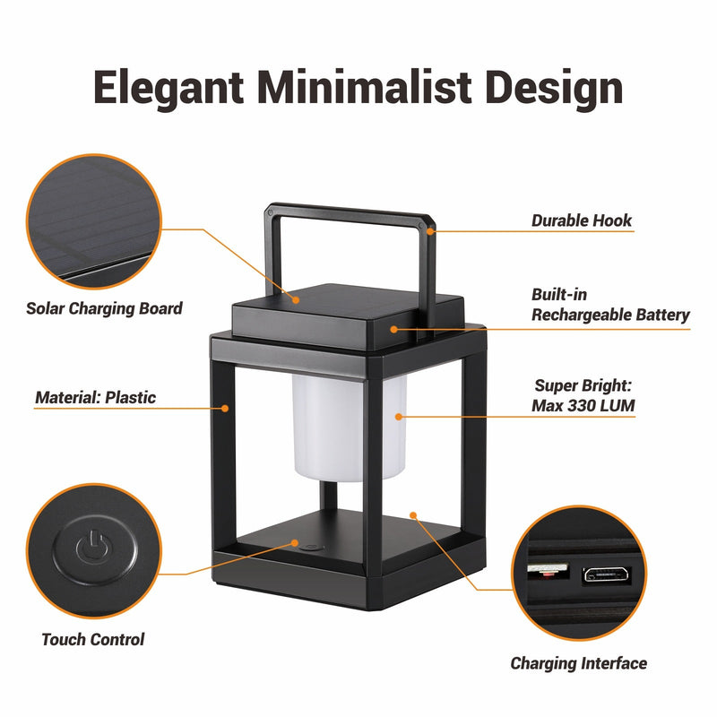 Lumière extérieure portable LED solaire carrée en PC ABS étanche minimaliste moderne pour jardin 