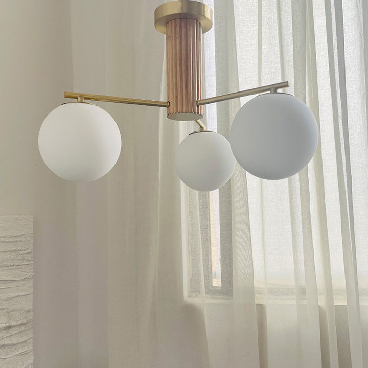 Modern Creative Minimalist Copper Glass Sphere 3/5-Light Semi-Flush Mount Ceiling Light