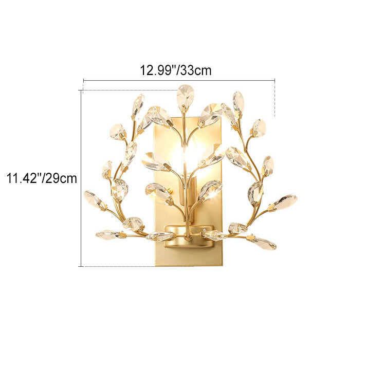 Modern Creative Light Luxury Crystal Leaf 1-Light Wall Sconce Lamp