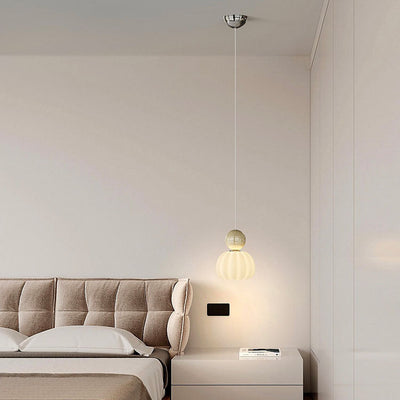 Suspension LED avec abat-jour en PE citrouille de simplicité contemporaine et boule en fer pour chambre 