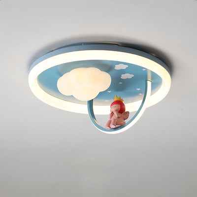 Contemporary Creative Resin Kids Cartoon LED Flush Mount Ceiling Light For Bedroom