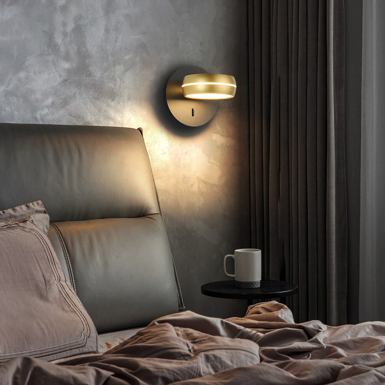 Lámpara Aplique de Pared LED PS de Aluminio y Hierro Rectangular Redonda Minimalista Moderna para Dormitorio 