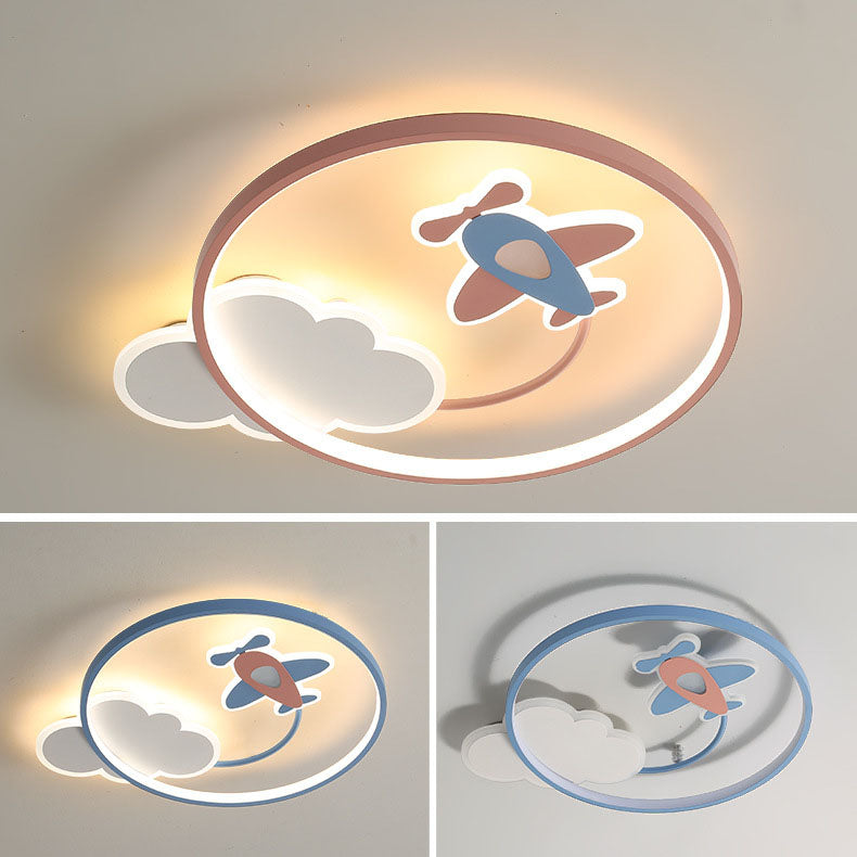 Luz de techo empotrada LED de hierro con avión acrílico creativo contemporáneo para dormitorio 
