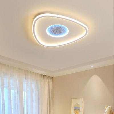 Modern Minimalist Lunar Surface Round Cloud Triangle Square Acrylic Iron LED Flush Mount Ceiling Light For Bedroom