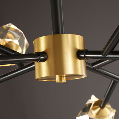 Contemporary Scandinavian Branch Irregular Crystal Copper 6/9/12/15/18 Light Chandelier For Living Room