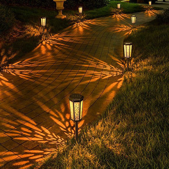 Contemporary Industrial Solar Hexagonal Plastic LED Lawn Insert Light For Outdoor Patio