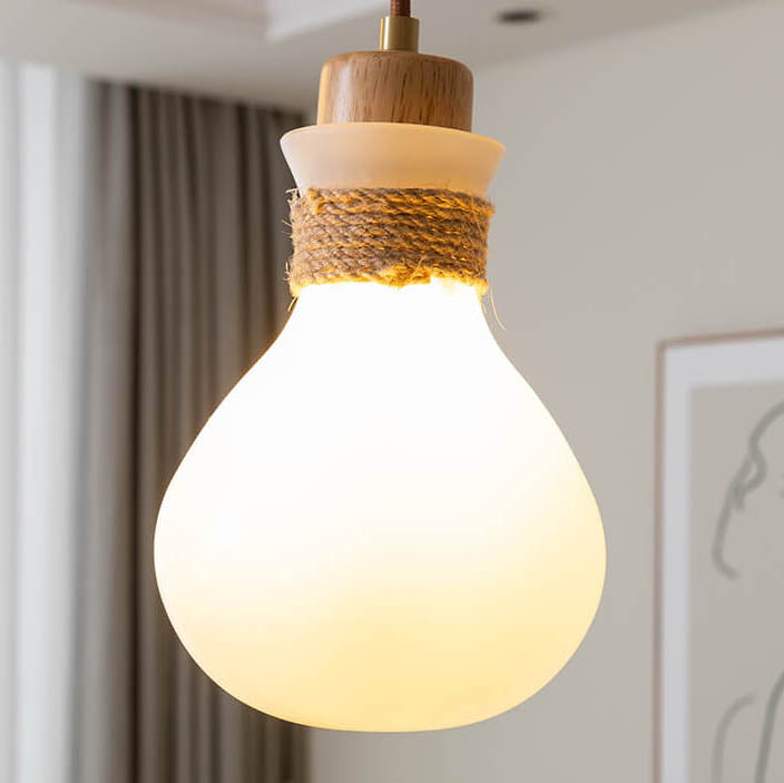 Lámpara de araña de isla de 1/2/3 luces con bola de vidrio de madera tradicional japonesa para sala de estar 