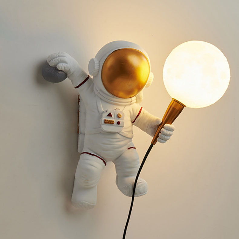 Zeitgenössische kreative Cartoon Astronaut Harz ABS 1-Licht Wandleuchte Lampe für Schlafzimmer 