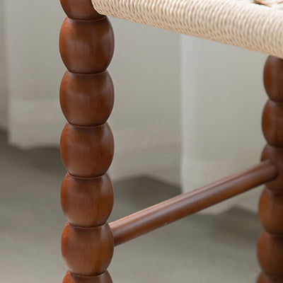 Tabouret rectangulaire traditionnel chinois en osier avec pieds en bois pour le salon 