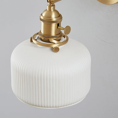 Modern Minimalist Striped Ceramic Jar 1-Light Wall Sconce Lamp