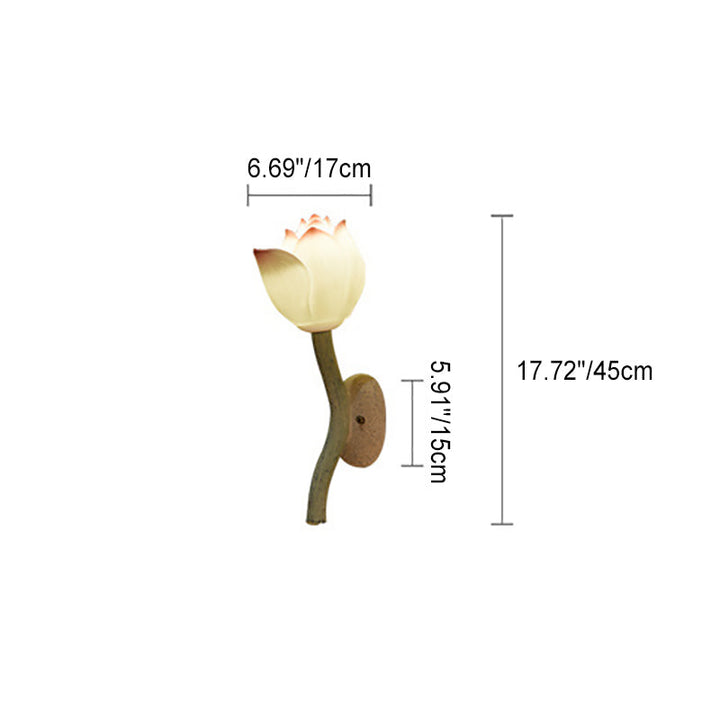 Traditionelle chinesische Harz Lotus Blume Hardware 1-Licht Wandleuchte Lampe für Wohnzimmer 