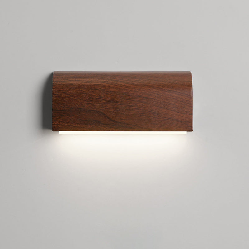 Applique murale LED avec abat-jour rectangulaire en aluminium imitation bois traditionnel japonais pour chambre 