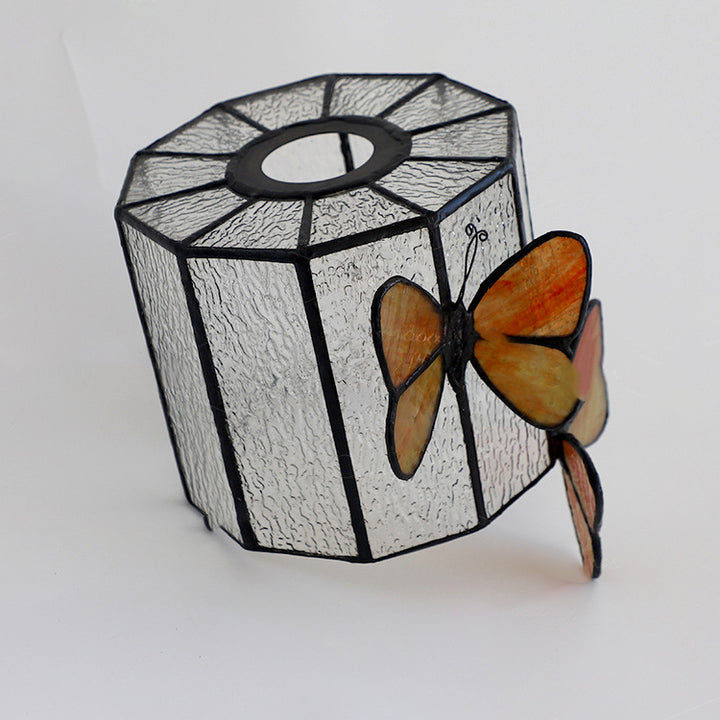 Traditional Vintage Butterfly Prismatic Metal Glass 1-Light Table Lamp For Bedroom