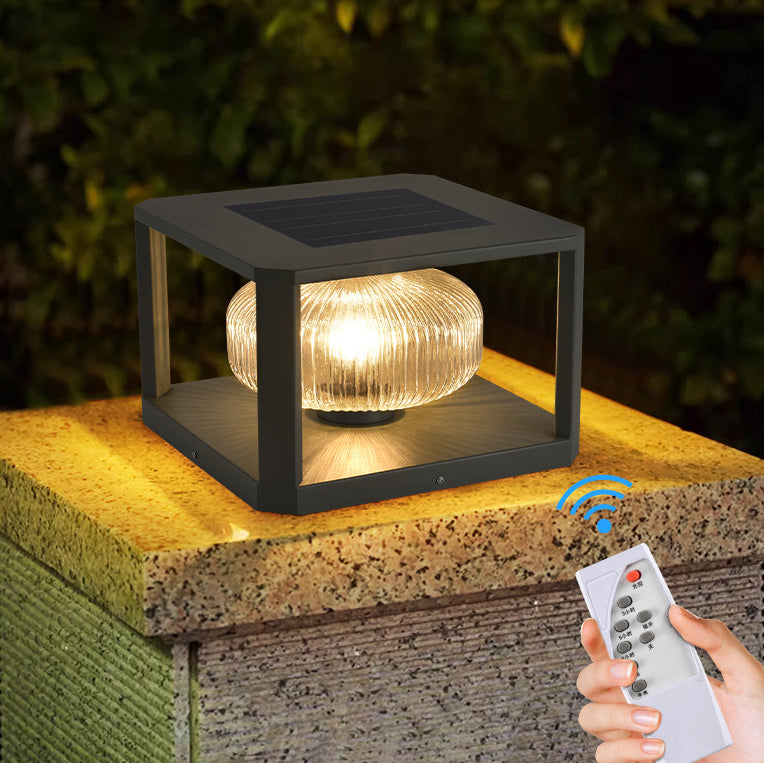 Modern Simplicity Solar étanche en acier inoxydable aluminium verre cube boule 1-lumière éclairage paysager lumière extérieure pour patio extérieur 